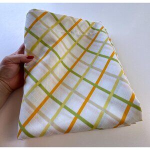 Vintage 70s top / flat sheet, yellow green orange diagonal stripes, full size